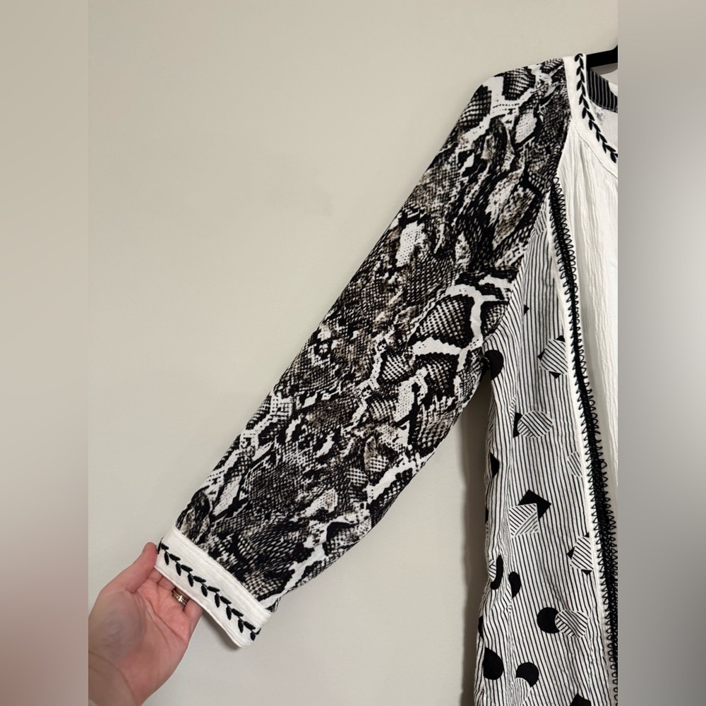 John Mark Black And White Patchwork Top Size Medi… - image 3